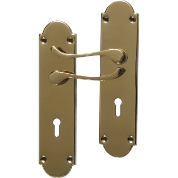 Steel 8" Victorian Keyhole Scroll Handle Brass Plated