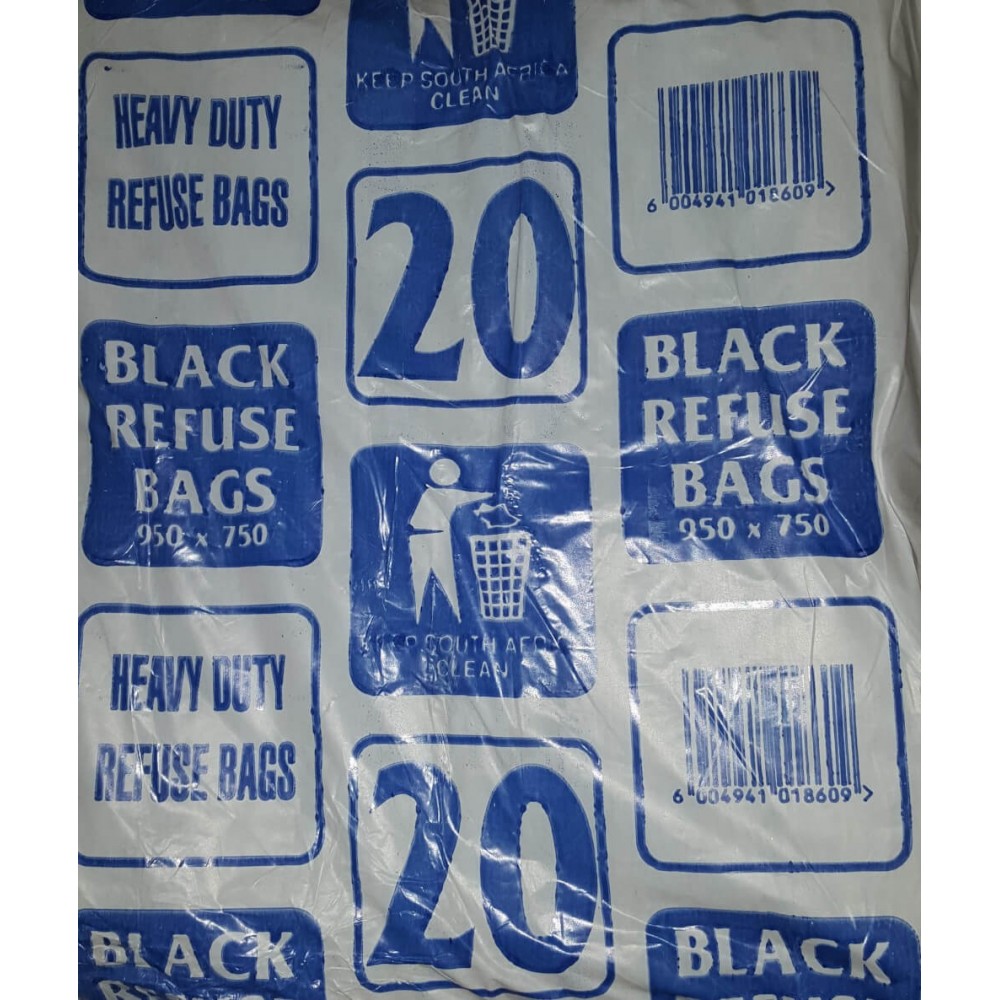 Refuse Bag Std Black Per 20 (950x750mm) Refuse Bag Std Black Per 20 (950x750mm)