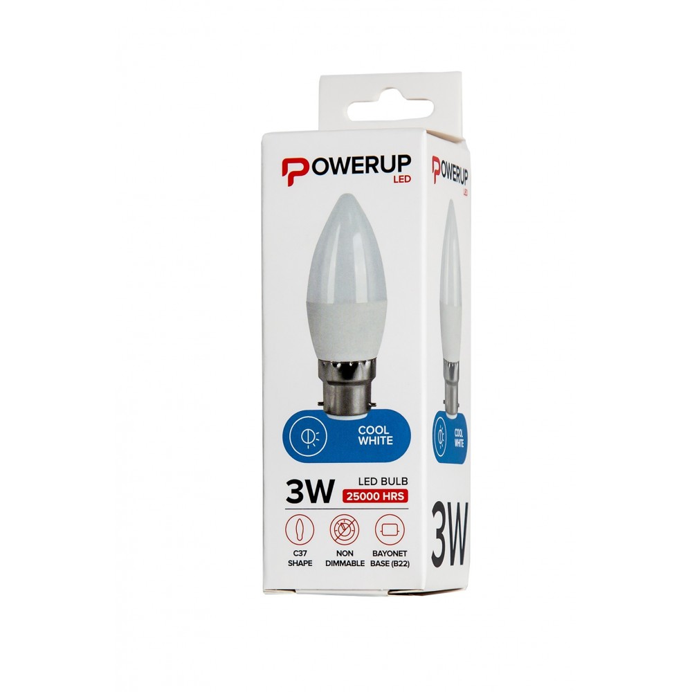 Powerup Led Candle 3W B22 Cw, - Cashbuild Powerup Led Candle 3W B22 Cw, - Cashbuild